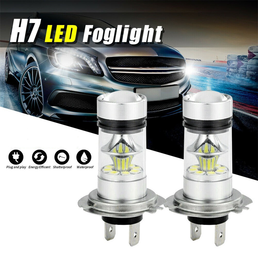 2PCS H7 LED Headlight Conversion Kit Bulb High Beam Low Beam 100W 6000K High Quality Aluminum Heat D