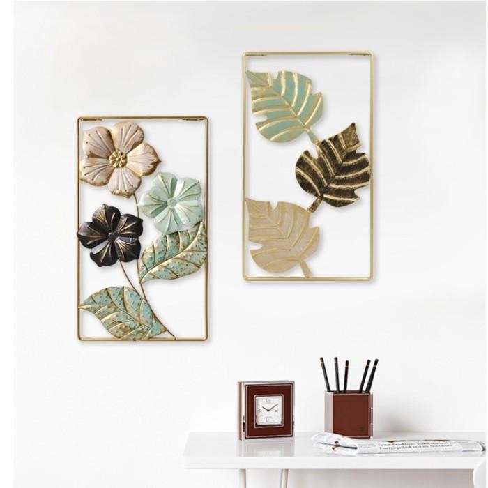 Terlaris Hiasan Dinding Gantungan Dinding Besi Daun Emas Pajangan Dinding Daun Bunga Tropis