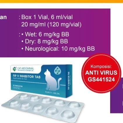 FIPV inhibitor Tablet GS - 441524 untuk kucing