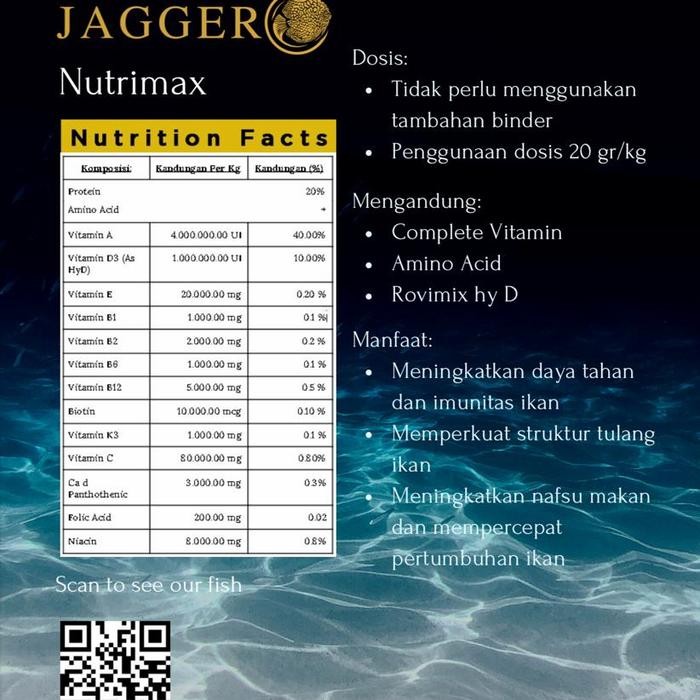 New Nutrimax grower by jagger 20gr / vitamin & mineral pakan ikan