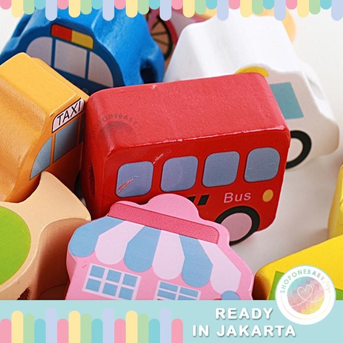 JKT LACING & THREADING KABI Wooden String Beads 16pcs Mainan Motorik gals