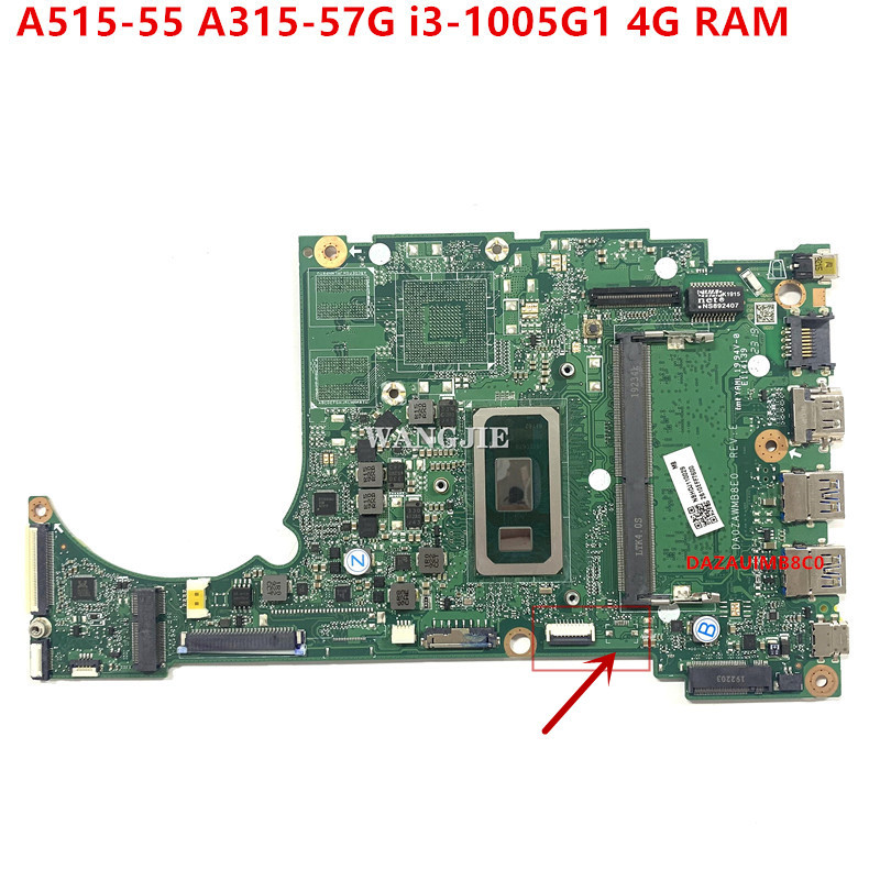 DAZAUIMB8C0 For Acer Aspire A515-55 A315-57G Laptop Motherboard NBHSP11001 CPU: I3-1005G1 SRGKF RAM: