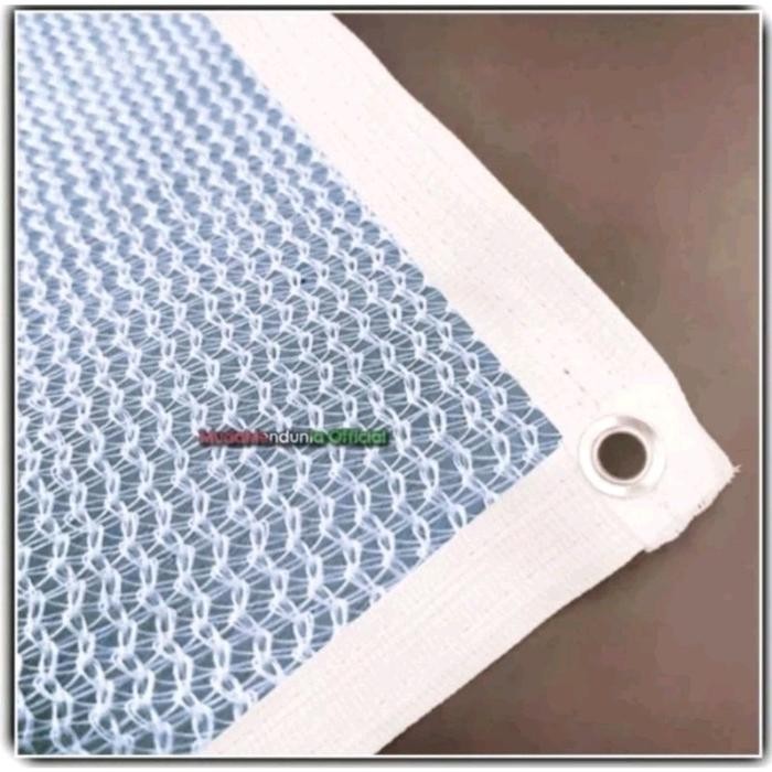 PREMIUM Jaring Paranet nylon 75% putih terpasang list dan mata ayam