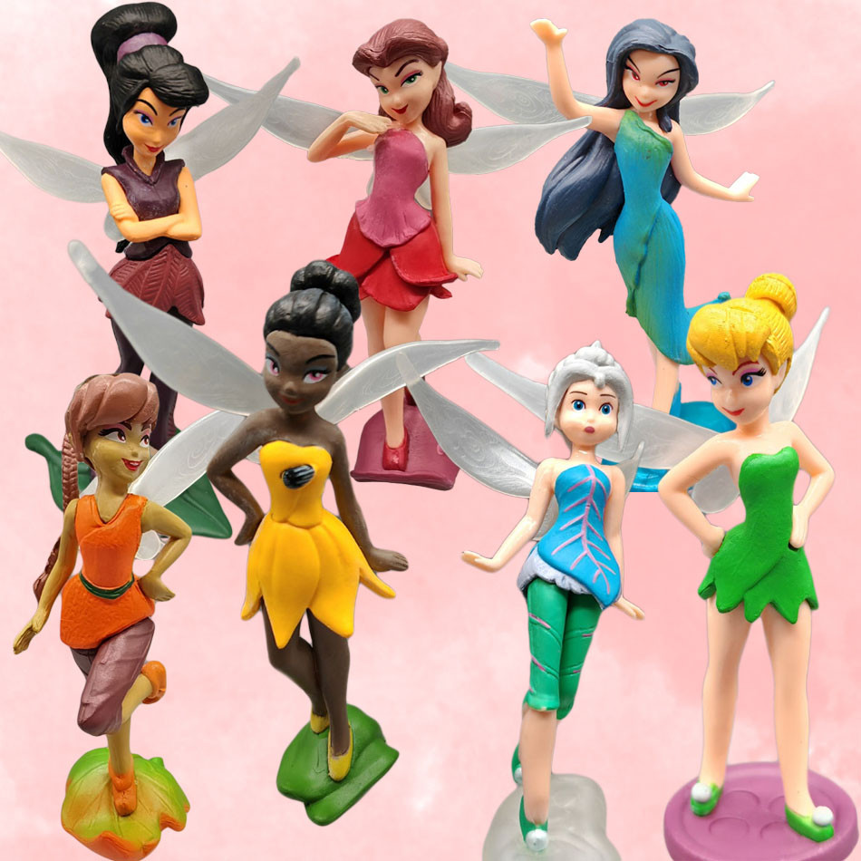7 Pcs/Set Anime Cute Tinkerbell Flower Faery Fairy Elf Princess Pvc Action Figure Gk Model Doll Toys