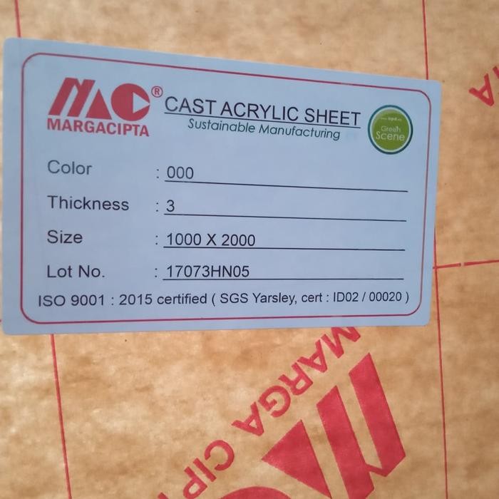 PREMIUM Acrylic lembaran 3mm 100x200 bening