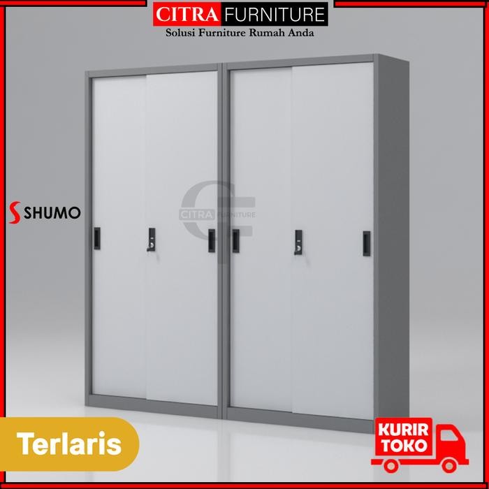 

SHUMO Lemari Arsip Besi 4 Pintu Sliding Besi Grey Dakota Series