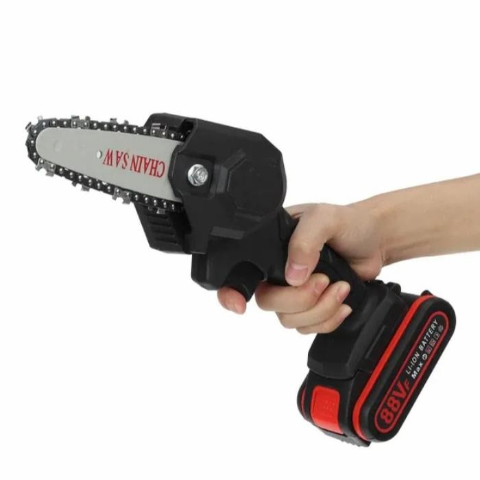 Terhemat Gergaji Mesin Mini Cordless Chainsaw 24V Gergaji Rantai Tangan Baterai