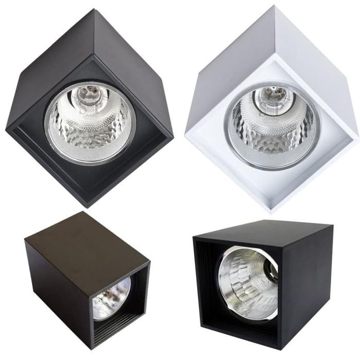 PREMIUM KAP FITTING LAMPU DOWNLIGHT OUTBOW TIMBUL PLAFON KANOPI HITAM E27 LED