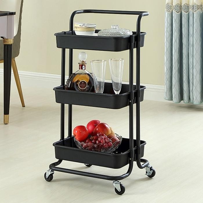 PREMIUM Rak Troli 3 Susun Pegangan Rak Troli Susun Serbaguna Rak Salon Organizer Rack Rak Kamar