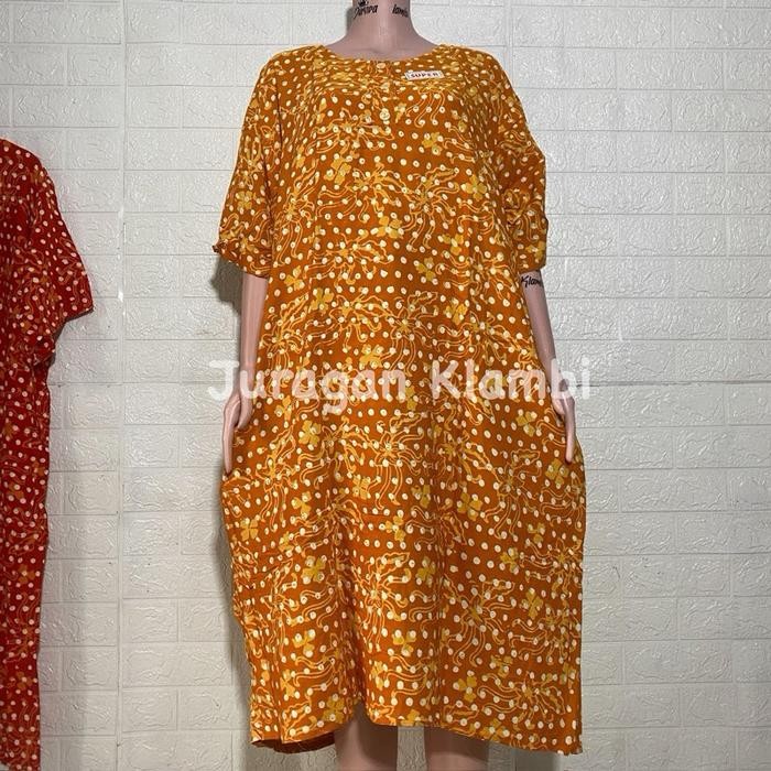 DASTER L5 JUMBO LD 150 KENCANA UNGU BATIK CAP LABEL HITAM Busui Kancing Nyaman Wanita Bumil