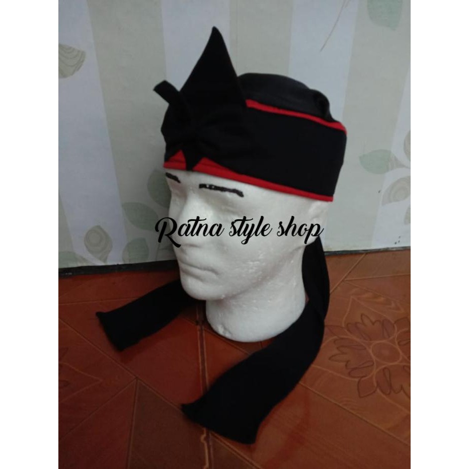Terbaru Blangkon Sunda Hitam Merah Polos - Ikat Iket Sunda Hitam Merah Polos Ready