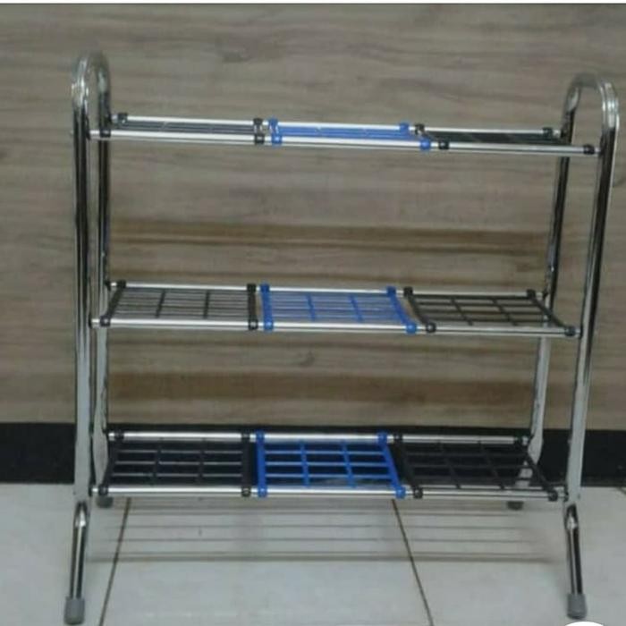 rak sepatu 3 susun stainless