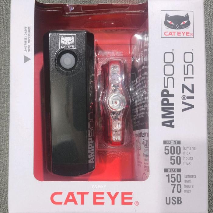 CATEYE AMPP 500 & VIZ 150 KIT SET Lampu Depan Belakang Sepeda