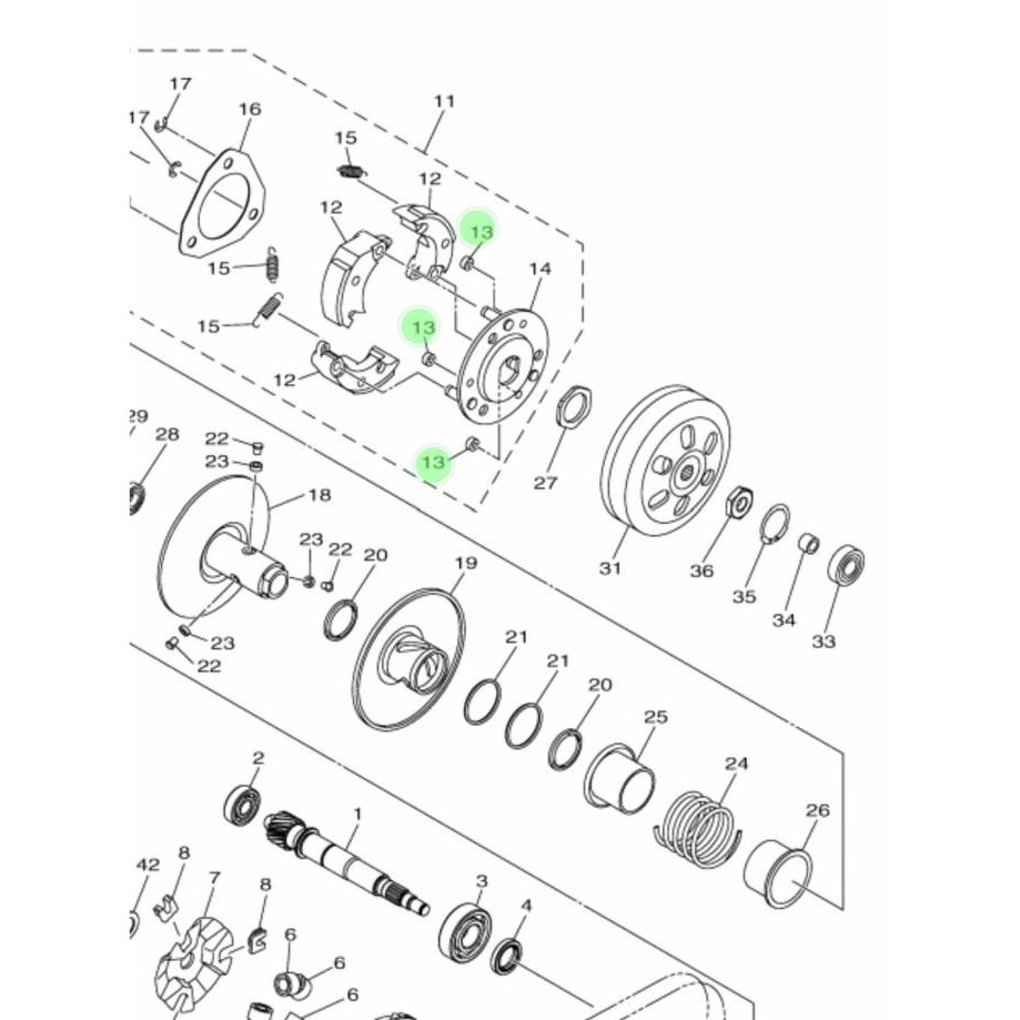 Karet Damper Kampas Ganda Cvt Fino Xride Gear 125 Ygp 2Ph-E6629-00 Kode 020