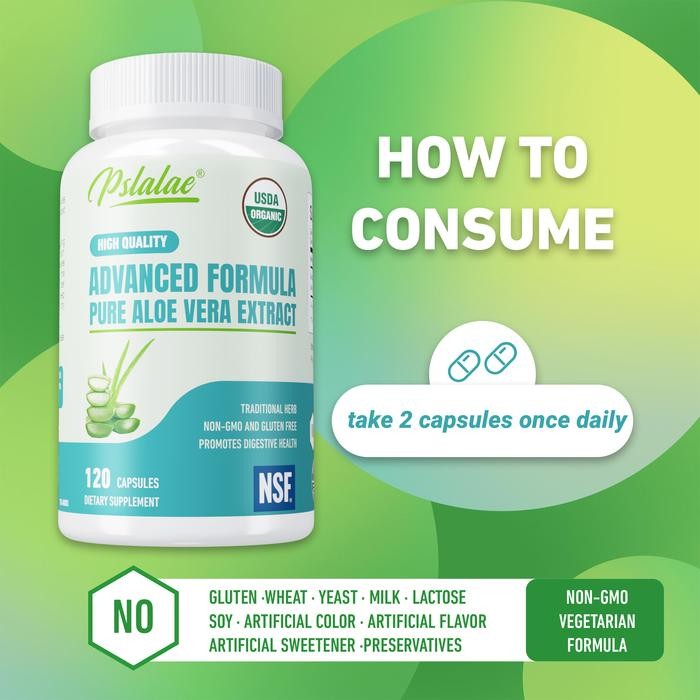 Pslalae-Kapsul Ekstrak Lidah Buaya 120 Kapsul-Ekstrak Terkonsentrasi-Mengandung Bubuk Lidah Buaya