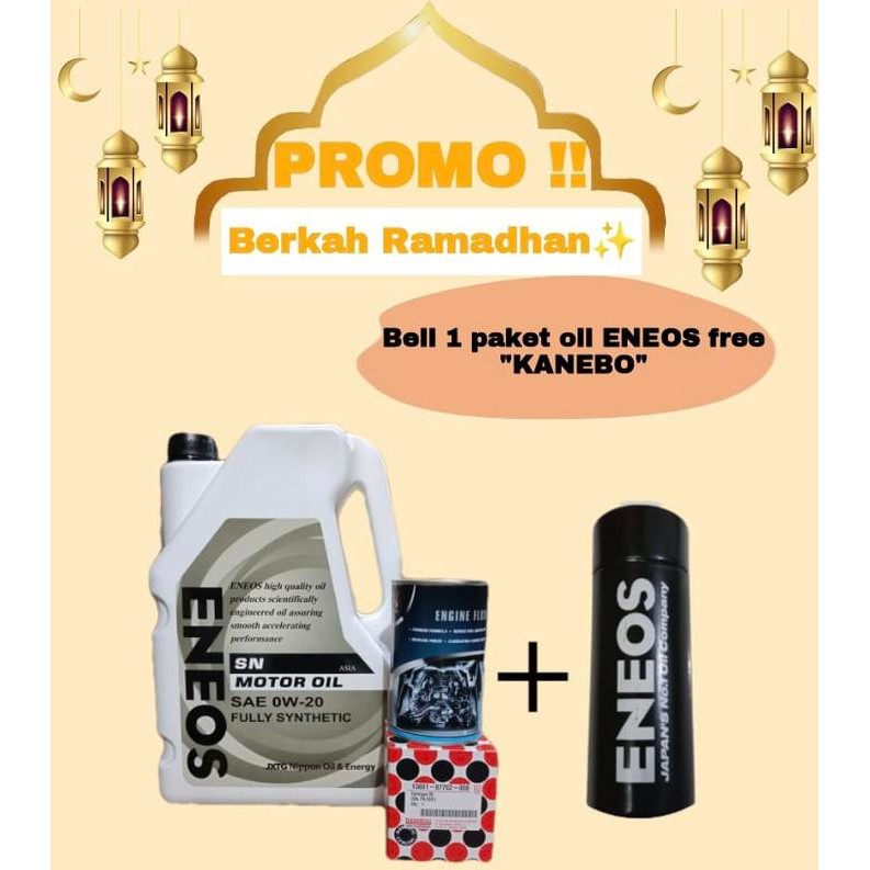 Promo Ramadhan Paket Oli Eneos 0W-20 Daihatsu Free Kanebo