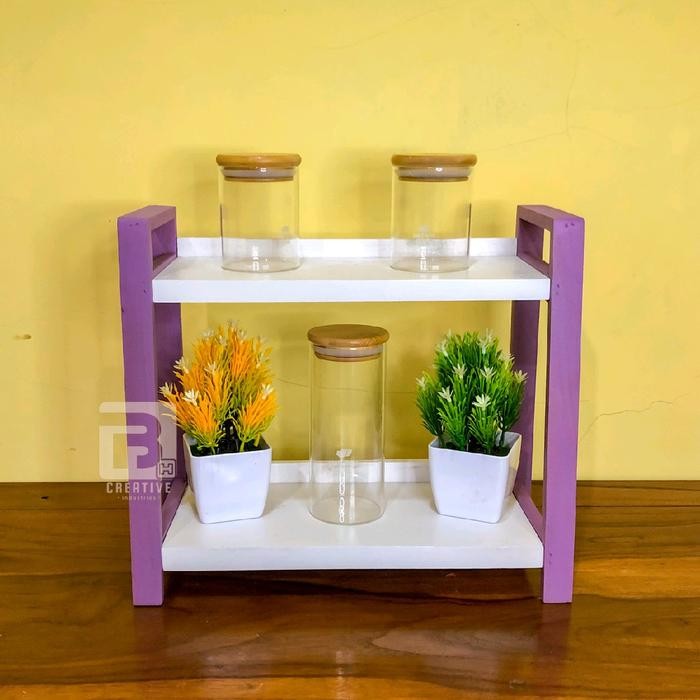 PREMIUM Rak Bumbu Dapur 2 Susun Ungu Minimalis Rak Bumbu 2 Tingkat Serbaguna