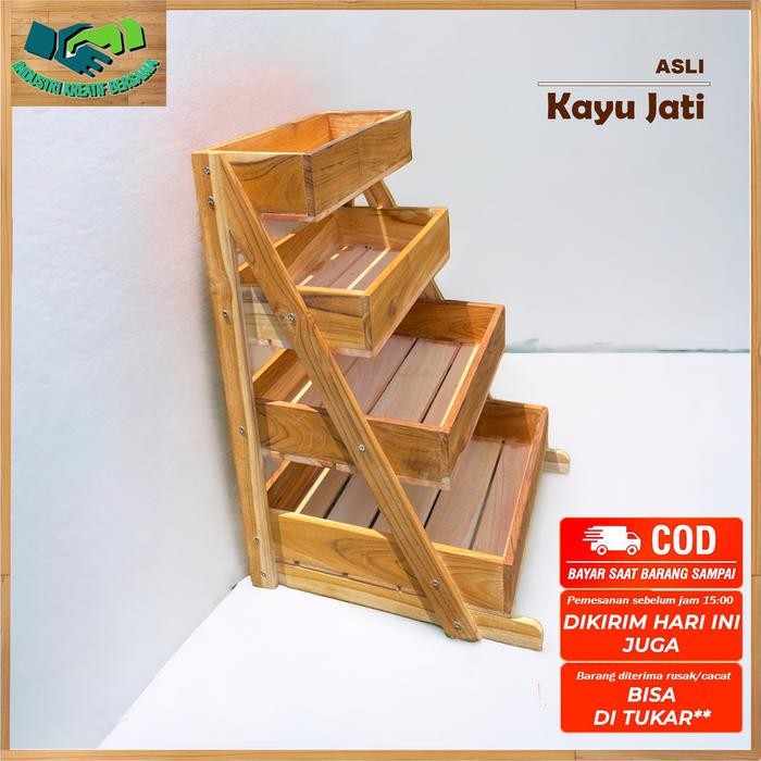 PREMIUM RAK BAWANG SUSUN 4/ RAK SERBAGUNA KAYU JATI/ RAK DAPUR