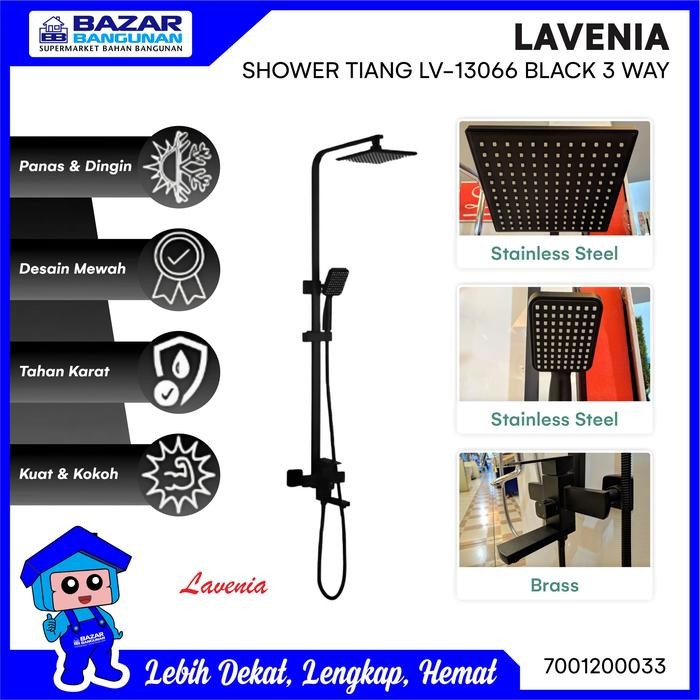 PREMIUM Lavenia - Shower Tiang Lever Column Set Lv13066 / Lv 13066 Black 3 Way