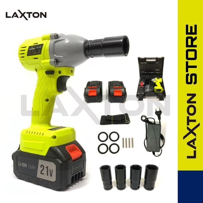Laxton Mesin Pembuka Baut Ban Impact Wrench Cordless Baterai Lx125 Batrai Torsi