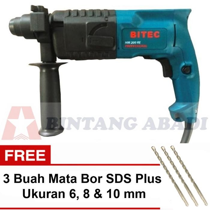 Bitec Mesin Bor Rotary Hammer 2 Mode Reversible Hm 200 Re + Mata Bor