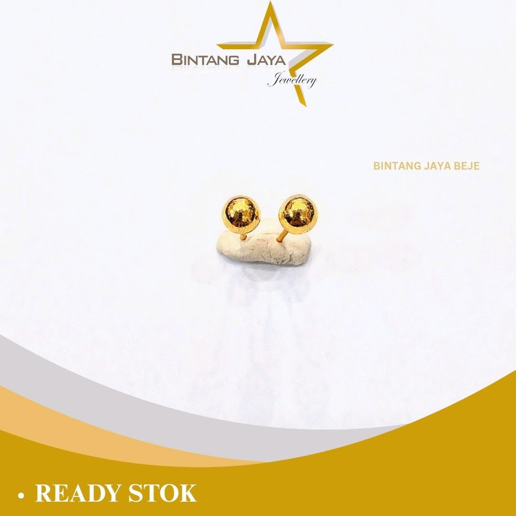 Anting Emas Model Stud Noris Kadar (15K) Berat 0,65 Gram – Model Klasik untuk Pesta & Acara Formal |