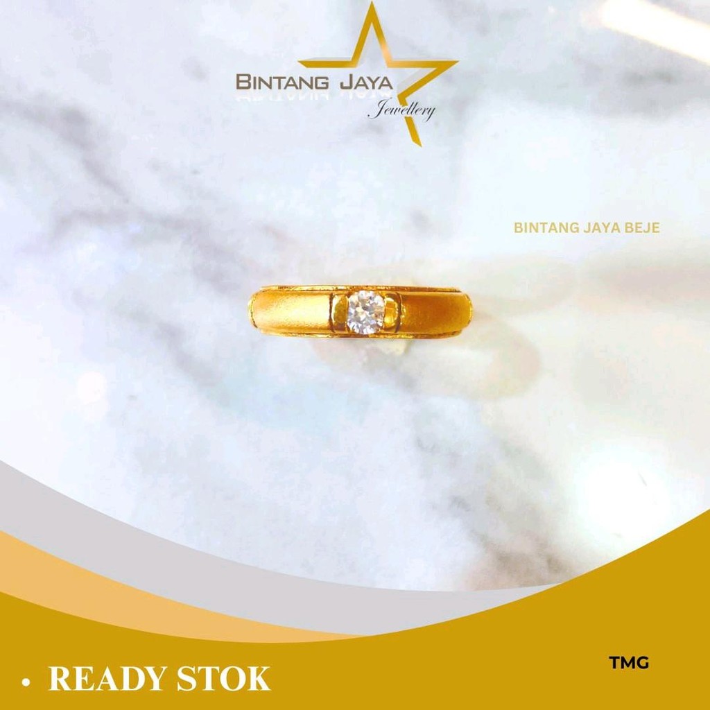 Cincin Emas Pernikahan Satu M Putih Doft Kuning Kadar (15K) Berat 3,20 Gram – Cincin Pernikahan Eleg