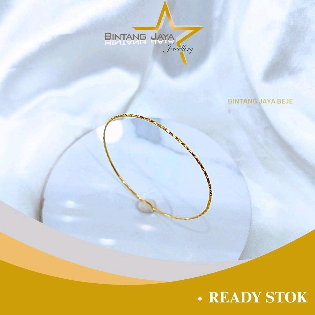 Gelang Emas Asli Keroncong Ukir 5.5cm – Kadar (15K), Berat 1,91g – Cocok untuk PesTimbang Air dan Ac