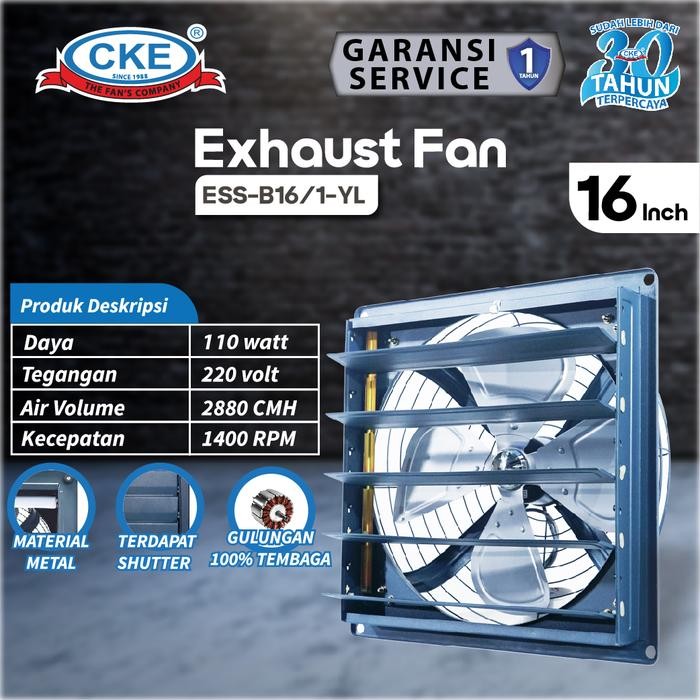 EXHAUST FAN SHUTTER 16 INCH CKE EXHAUST DINDING TEMBOK BALING BESI