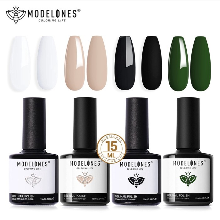 Modelones Gel Cat Kuku 15 Ml Hitam Putih Gel Polish LED Cat Kuku