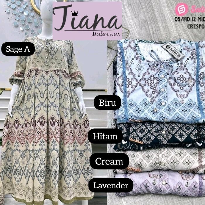 Midi salvina Crespo printing kombinasi renda Dress