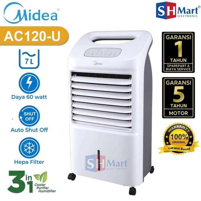 AIR COOLER MIDEA KAPASITAS 7 LITER AC-120U / AC200W 3 IN 1 WITH HEPA FILTER PENYEJUK RUANGAN