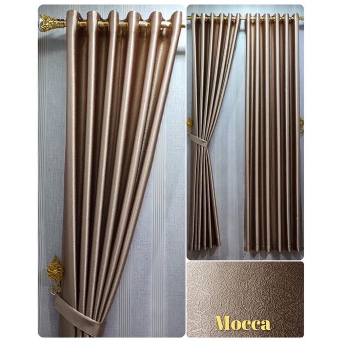 Gorden Blackout Glossy Polos Embos Premium Smokring Tebal Abu Tua