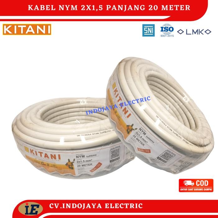 Kabel Listrik Kitani Nym 2X1,5 Panjang 20 Meter Kabel Listrik Tembaga