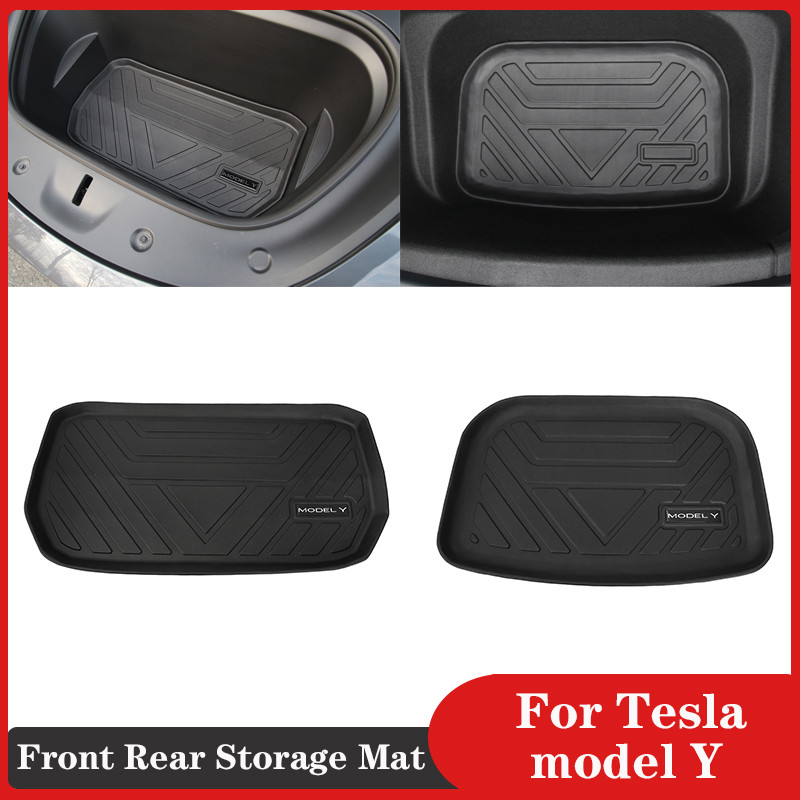 For Tesla Model Y 2021-2023 Accessories TPE Pad Front Rear Storage