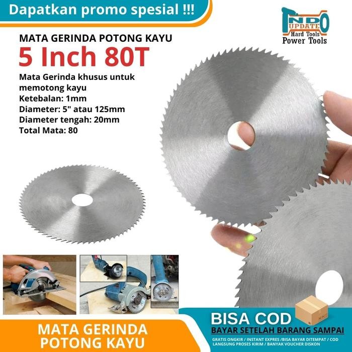 PREMIUM Mata Potong Pemotong Belah Kayu 5 inci 80T Gergaji Gerinda Listrik