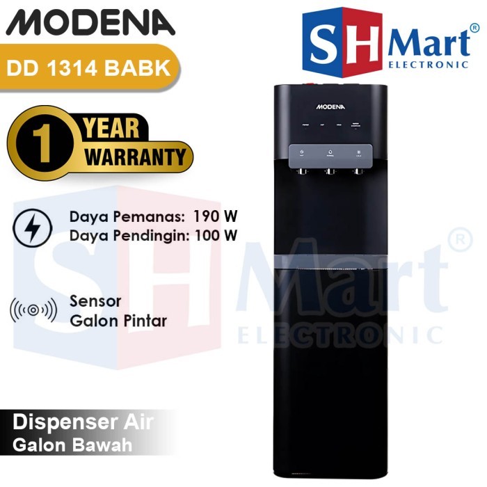 PREMIUM Dispenser Galon Bawah Modena 3 Kran DD1314BABK Low Watt Bottom Loading Garansi Resmi