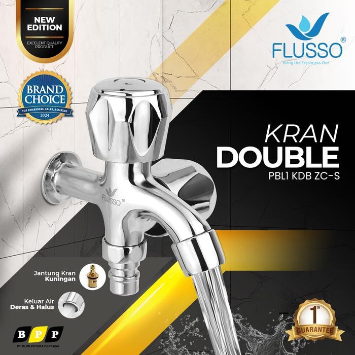 FLUSSO KRAN SHOWER DOUBLE ZINC ALLOY KRAN AIR TEMBOK DOUBLE CHROME 598