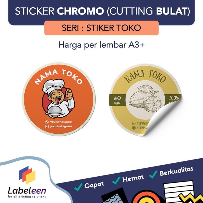 

Cetak icker Chromo Cuom A3+ Cutting Bulat TANPA MIN. ORDER
