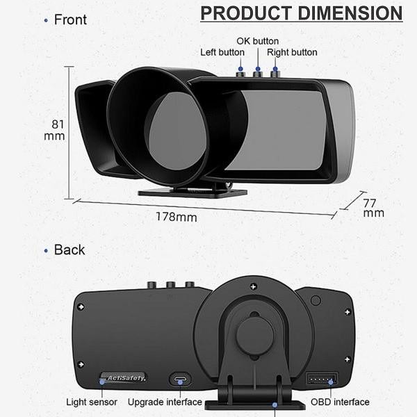 Pengukur Otomatis A600 HUD GPS + Sistem OBD, Speedometer Komputer