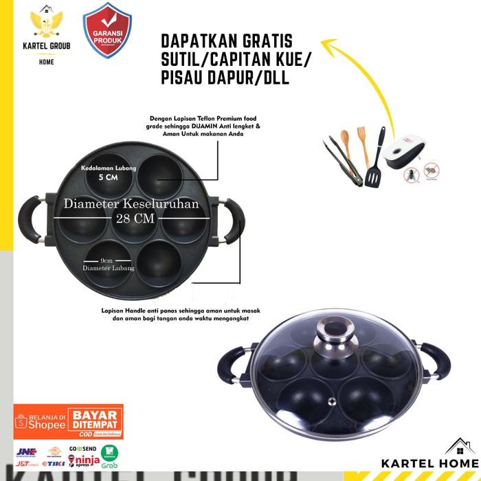 

Cetakan Kue Serabi Garansi Original Teflon Kue Apem 7 Lubang Cekung Gratis Ongkir