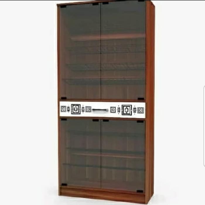 Lemari Sepatu Pintu Kaca Tinggi French Walnut