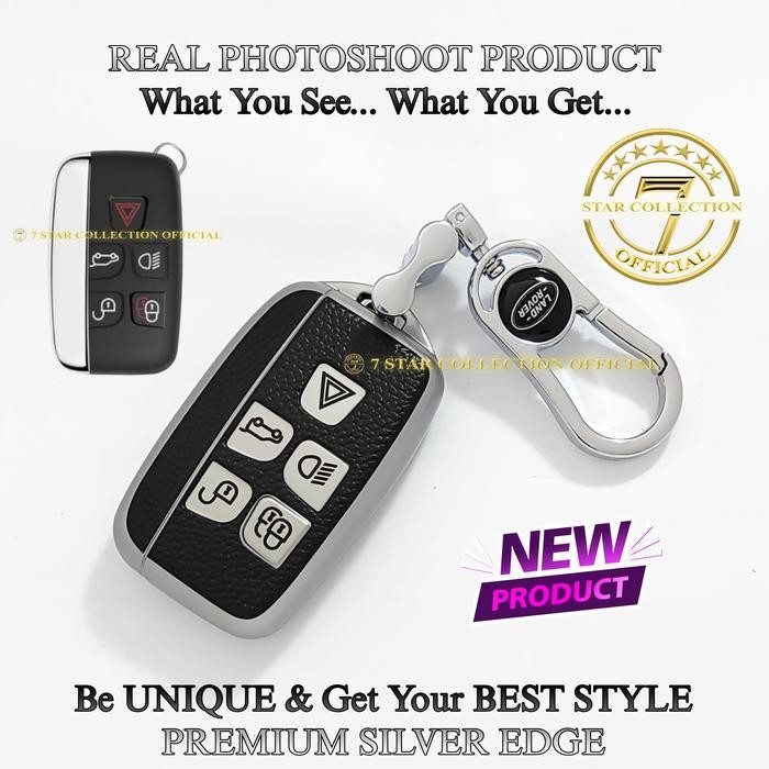 COVER CASE CASING KUNCI REMOTE MOBIL LAND ROVER RANGE ROVER EVOQUE JAGUAR PREMIUM SILVER EDGE