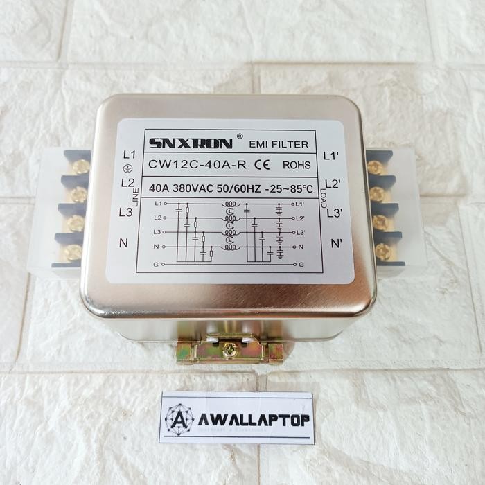 Emi Filter 3Phase 3Ph 40Amper Cw12C 40A R Emi Filter Listrik 380V
