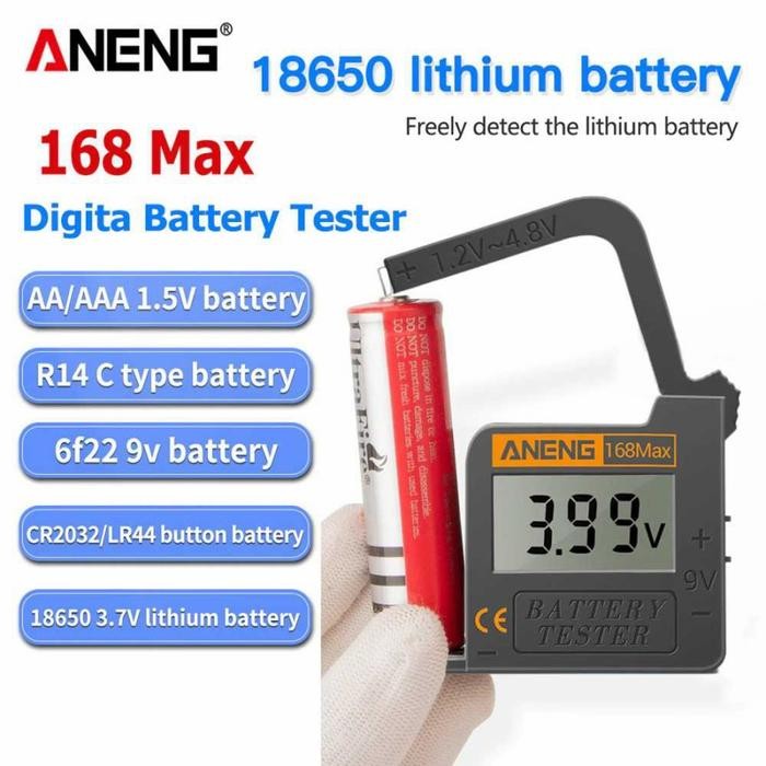 168Max Aneng Baterry Tester 9V 1.2 1.5V 3.7V Lithium 18650 Capacity