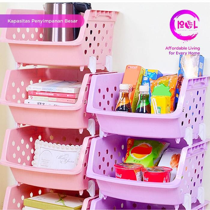 [POL] COD RAK KERANJANG BUAH RAK PLASTIK MULTIFUNGSI 4 TINGKAT RAK KERANJANG SERBAGUNA MAINAN