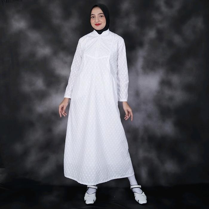Gamis Putih Umroh Gamis Putih Manasik Haji Wanita Dress Muslim Katun Panjang Tangan