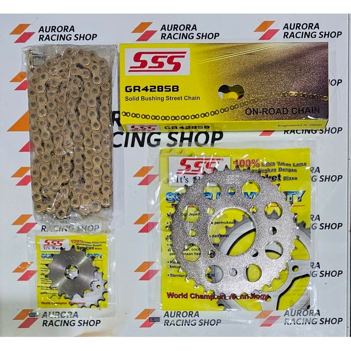 GEAR SET SSS 428 SUZUKI SHOGUN 110 / TORNADO / RC 100 BRAVO & RANTAI SSS 428 SB GOLD