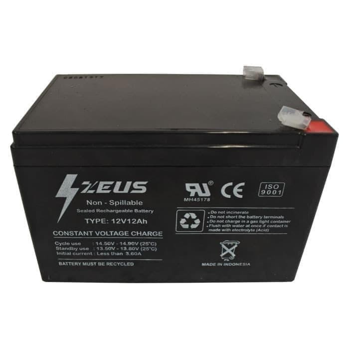 AKI Battery Baterai Aki Sepeda Listrik 12V 12AH 2HR Zeus E-Bike