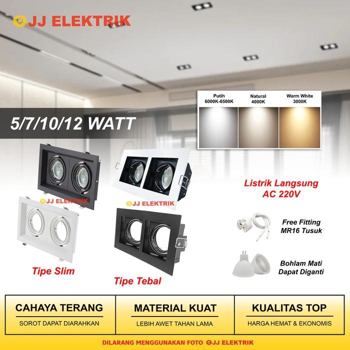 Rumah Lampu Downlight Halogen Double Fitting Mr16